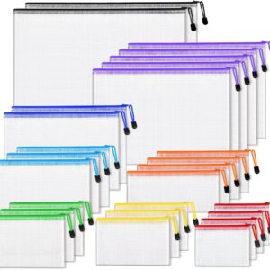 26pcs Mesh Zipper Pouch Bags, 8 Sizes Plastic Zippered Storage Bags for Organizing, Clear Pouches with Zipper, Waterproof Mesh Pouch for Office School Supplies, Home Organize, Travel Storage